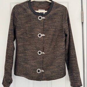 Vintage Tweed Brown Suit Set Scoop Neck Jacket & Pants